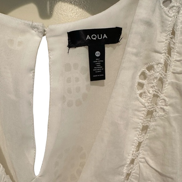 Aqua Bloomingdale’s Sleeveless Eyelet Embroidered Midi Dress Lined White XS NWT - Picture 4 of 9